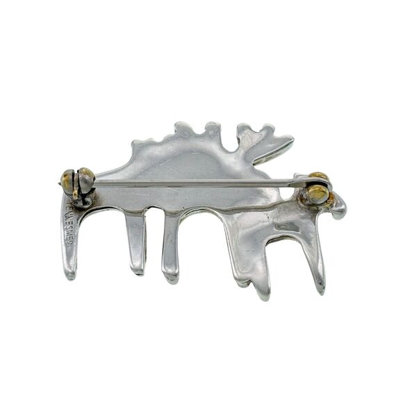 Vintage R Tennesmed Sterling Silver Moose Family Herd Bull Cow Calf Pin Brooch - Picture 3 of 6